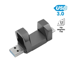 OTG USB Flip in Gun Metal 32GB V. 3.0 Type C Flip Magnetic Cap